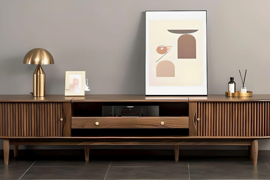 Valencia Lavinia Walnut Wood Media Console, Walnut