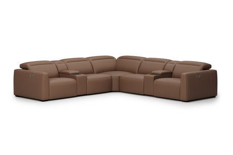 Carmen Leather Dual Recliner Corner Sectional with Console