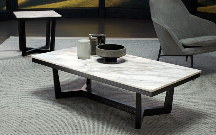 Valencia Michela Marble Rectangular Coffee Table, White Marble