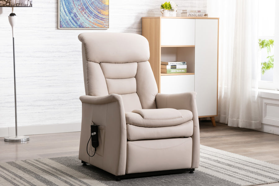 Valencia Josiah Top Grain Leather Lift Recliner Chair, Beige