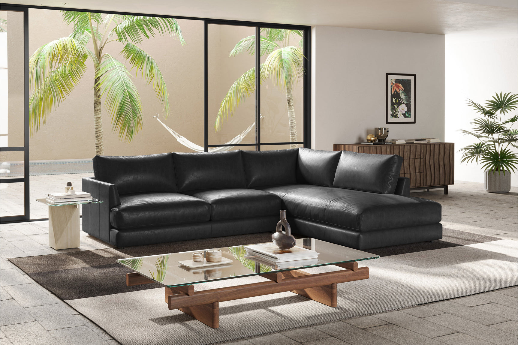 Serena Leather Sectional Lounge