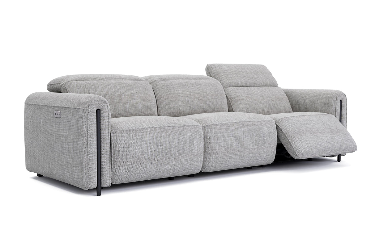 Valencia Octavia Fabric Dual Reclining Cloud Three Seats Lounge, Light Grey