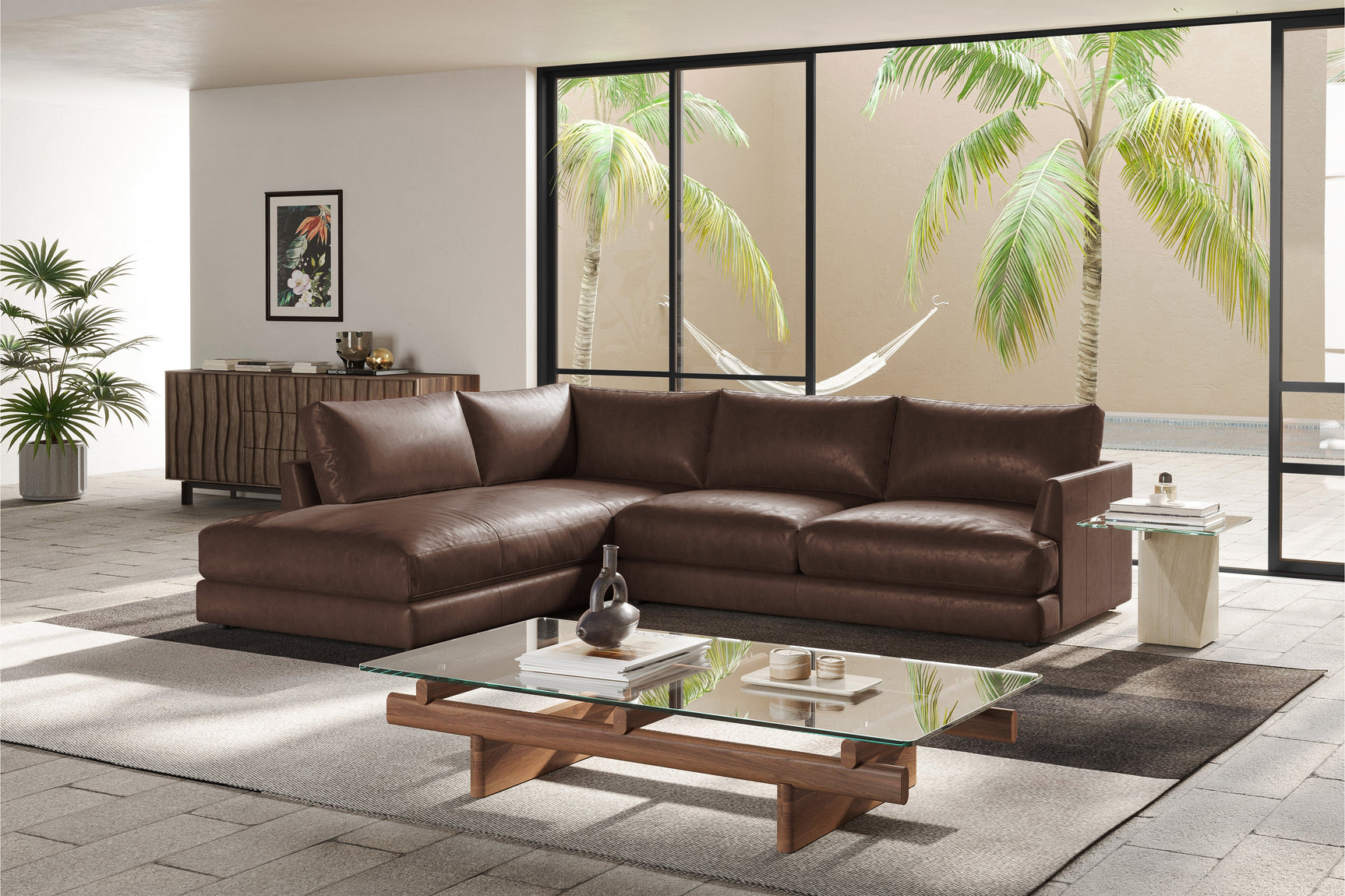 Serena Leather Sectional Lounge
