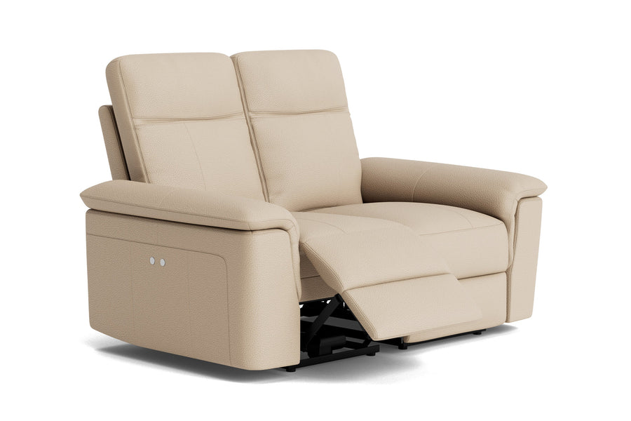 Valencia Heidi Top Grain Leather Loveseat Reclining Lounge, Cream