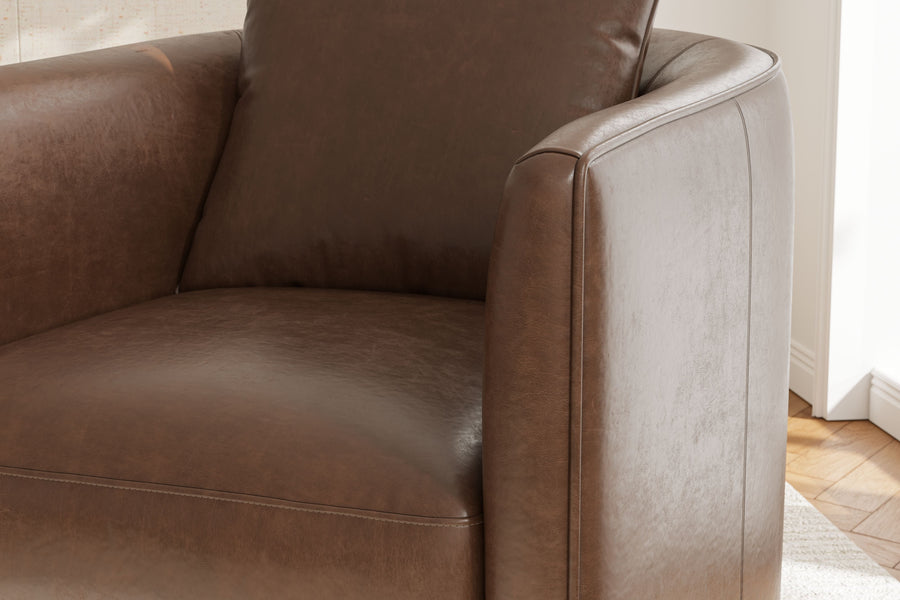Valencia Riley Leather Swivel Accent Chair, Brown Color