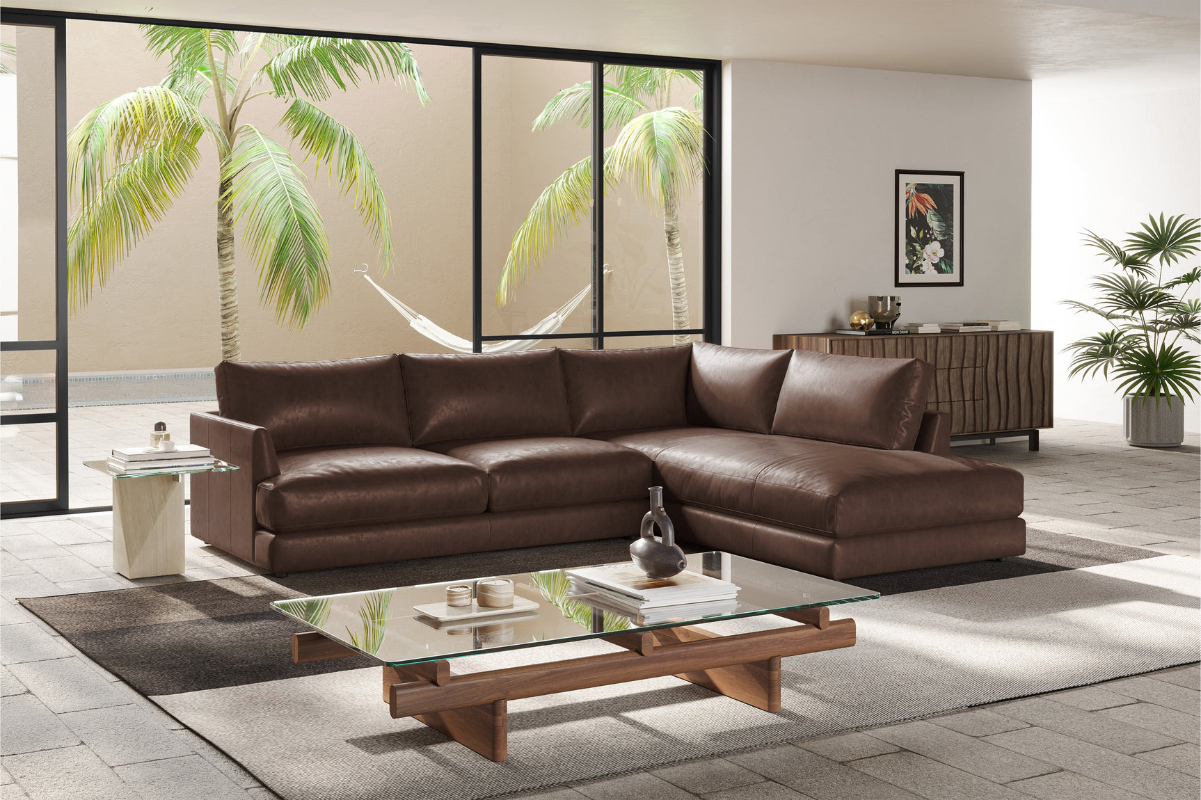 Serena Leather Sectional Lounge