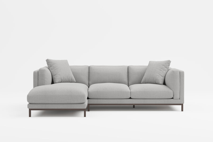Valencia Bergen Fabric Sectional Lounge with left hand facing chaise, Beige Color