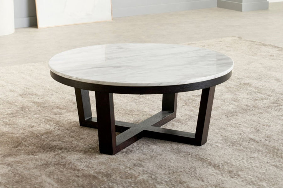 Valencia Michela Marble Round Coffee Table, White Marble