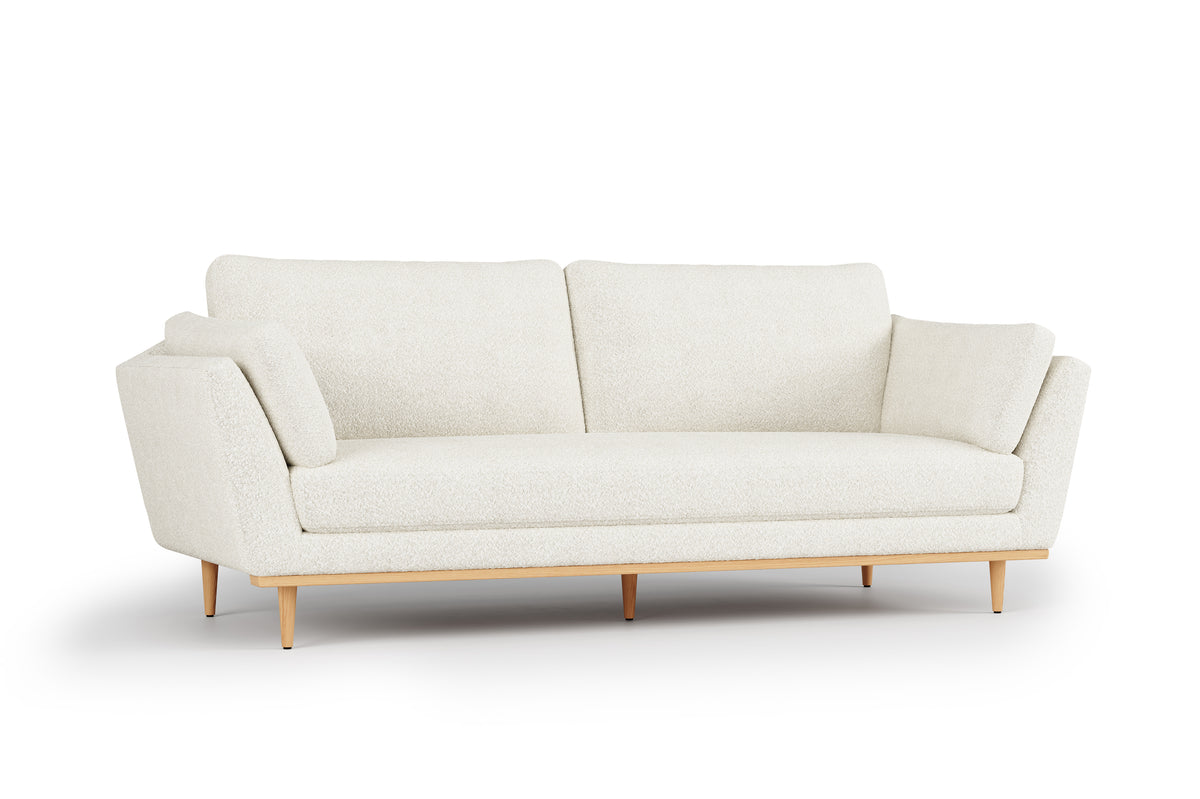 Valencia Mila Boucle Fabric Loveseat Sofa with Wood Base, Beige