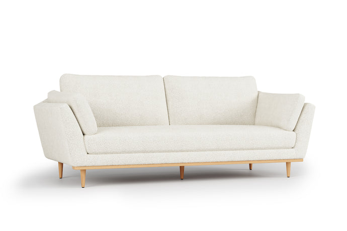 Valencia Mila Boucle Fabric Loveseat Sofa with Wood Base, Beige