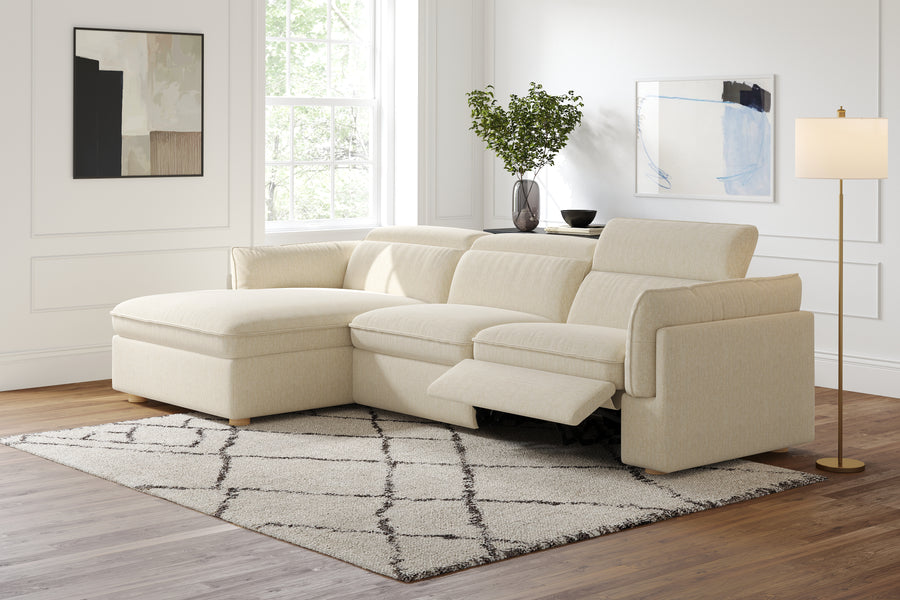 Valencia Fernanda Fabric Modular Sectional Lounge, Three Seats with Left Chaise, Beige