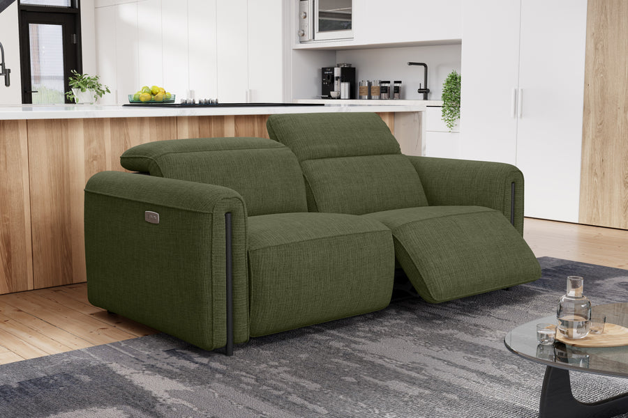 Valencia Octavia Fabric Dual Reclining Cloud Loveseat Lounge, Olive Green