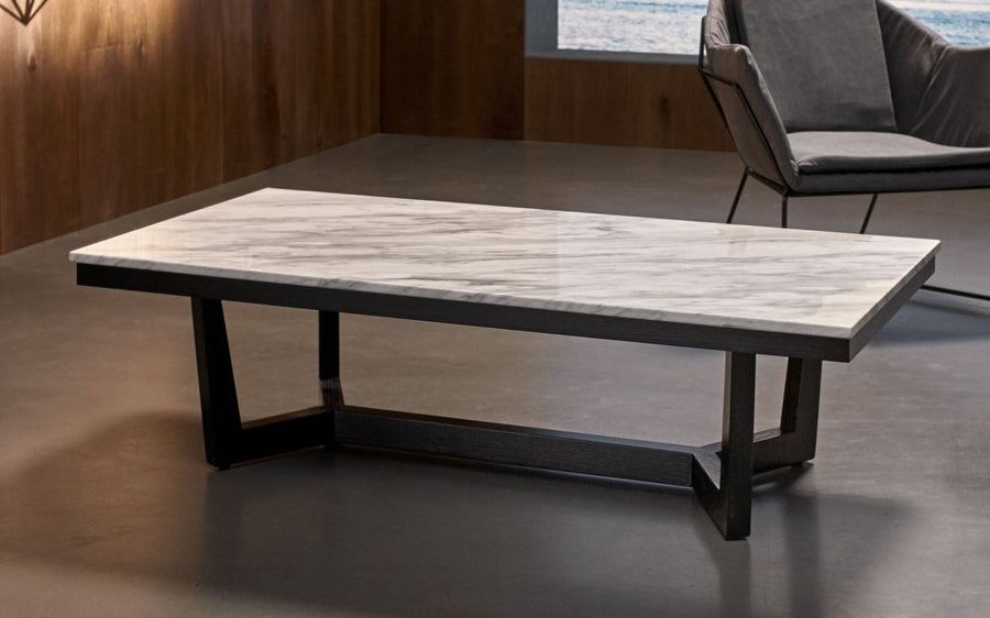 Valencia Michela Marble Rectangular Coffee Table, White Marble