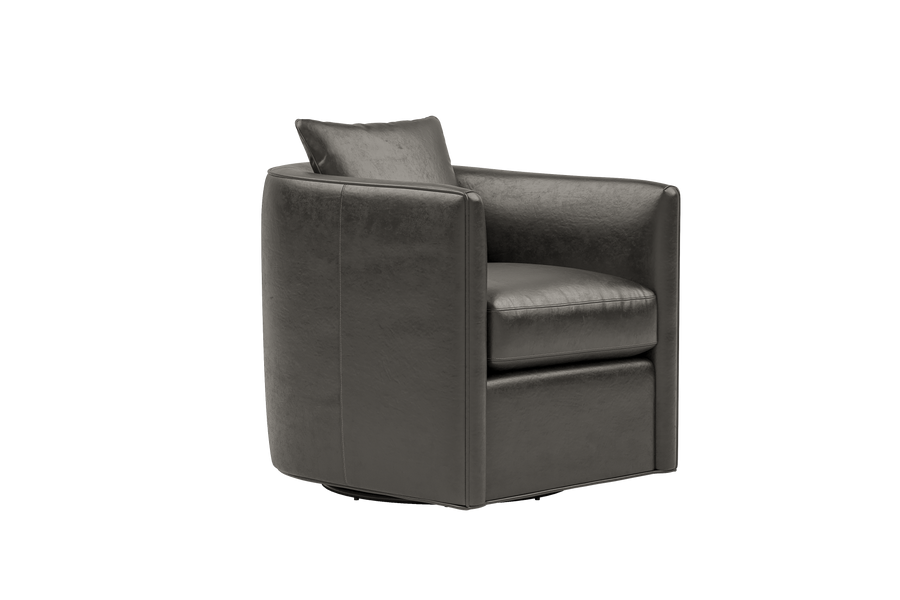 Valencia Riley Leather Swivel Accent Chair, Black Color