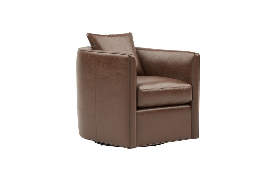 Valencia Riley Leather Swivel Accent Chair, Brown Color