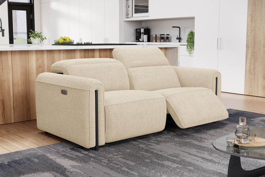 Valencia Octavia Fabric Dual Reclining Cloud Loveseat Lounge, Beige