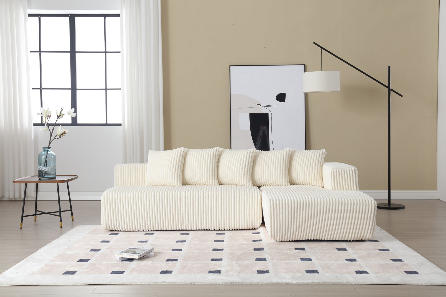 Alexus Corduroy Fabric Sectional Lounge