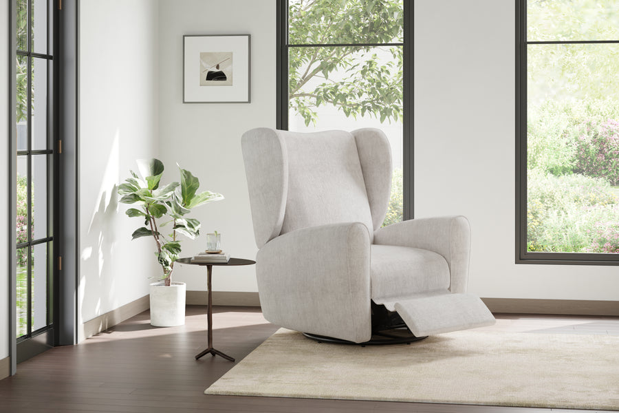 Valencia Liliana Performance Fabric Swivels Recliner Chair, Light Grey