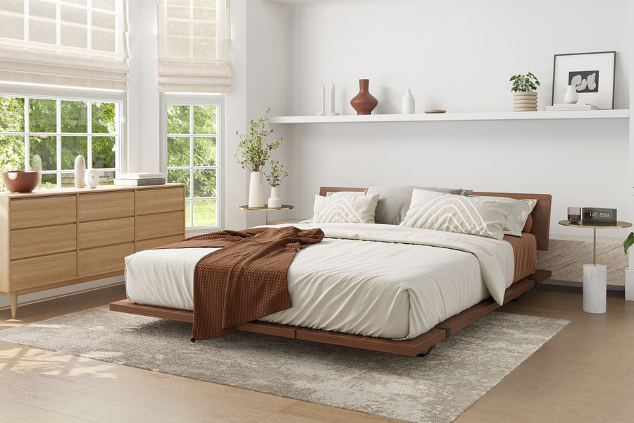 Valencia Jade Wood King Size Bed Frame, Walnut