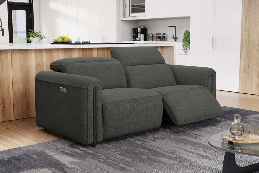 Valencia Octavia Fabric Dual Reclining Cloud Loveseat Lounge, Dark Grey