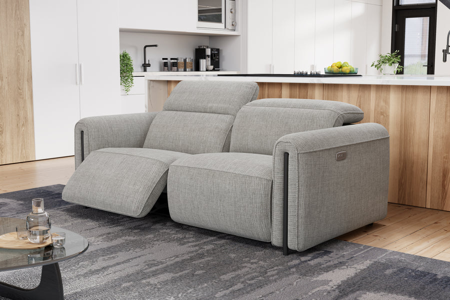 Valencia Octavia Fabric Dual Reclining Cloud Loveseat Lounge, Light Grey