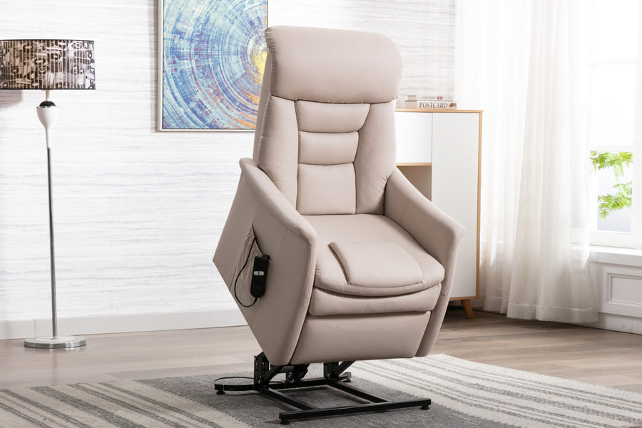 Valencia Josiah Top Grain Leather Lift Recliner Chair, Beige