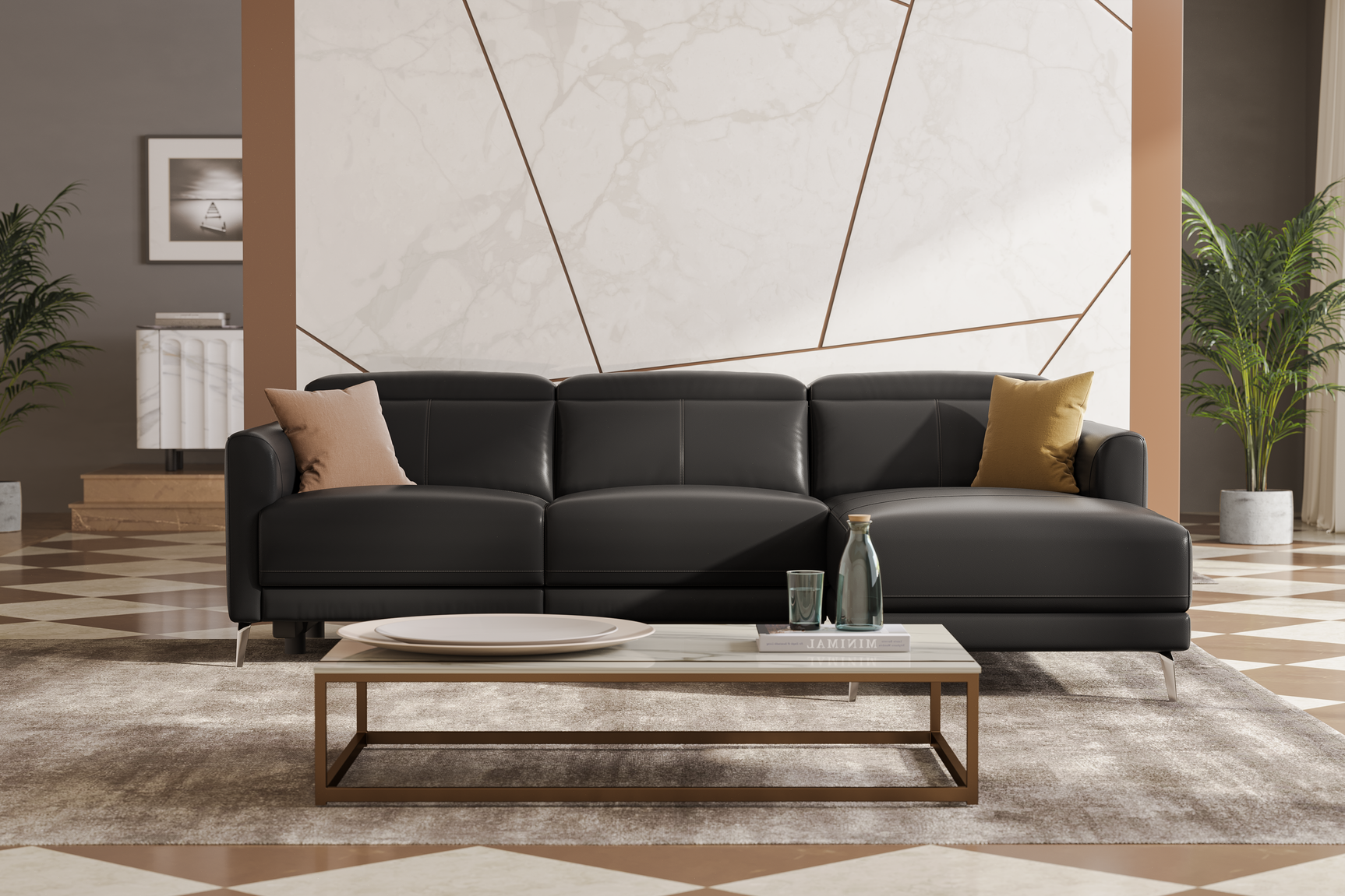 Andria Leather Reclining Sectional Lounge