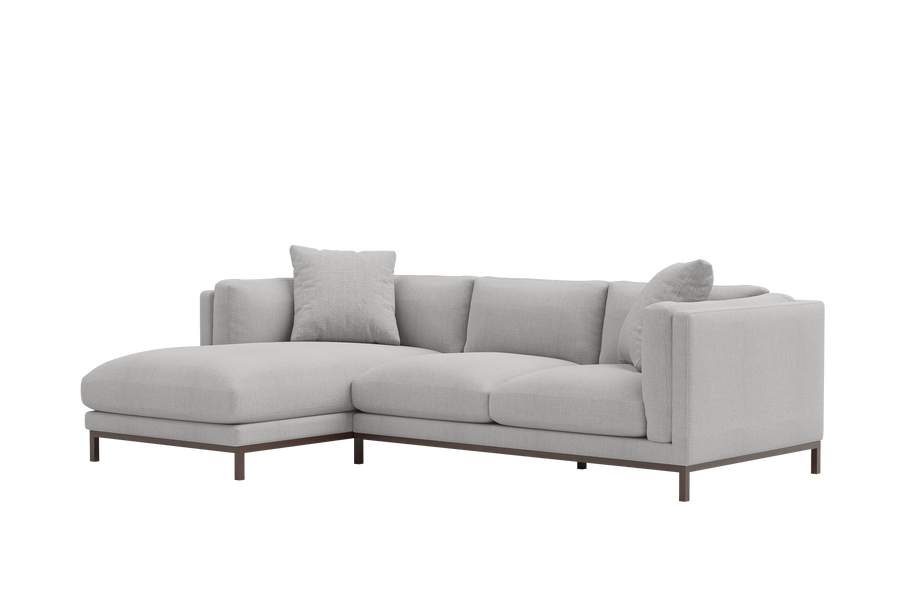 Valencia Bergen Fabric Sectional Lounge with left hand facing chaise, Beige Color