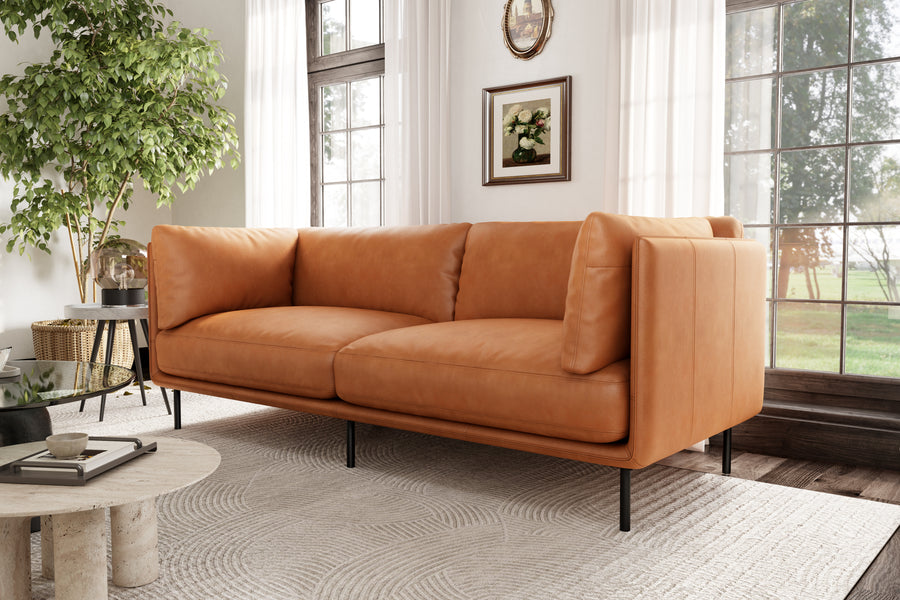 Valencia Chloe Leather Loveseat Lounge, Cognac