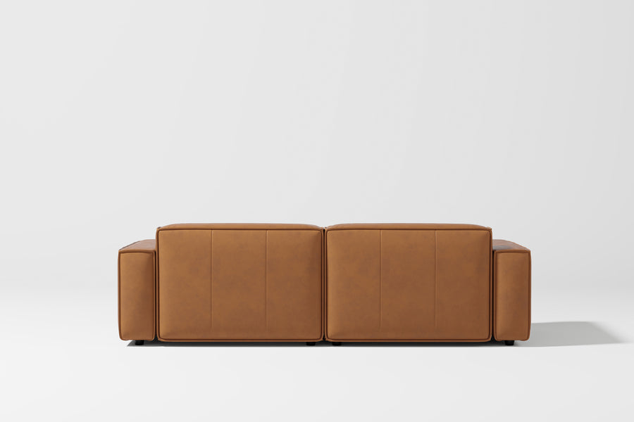 Valencia Nathan Aniline Leather Modular Lounge with Down Feather, Loveseat, Caramel Brown