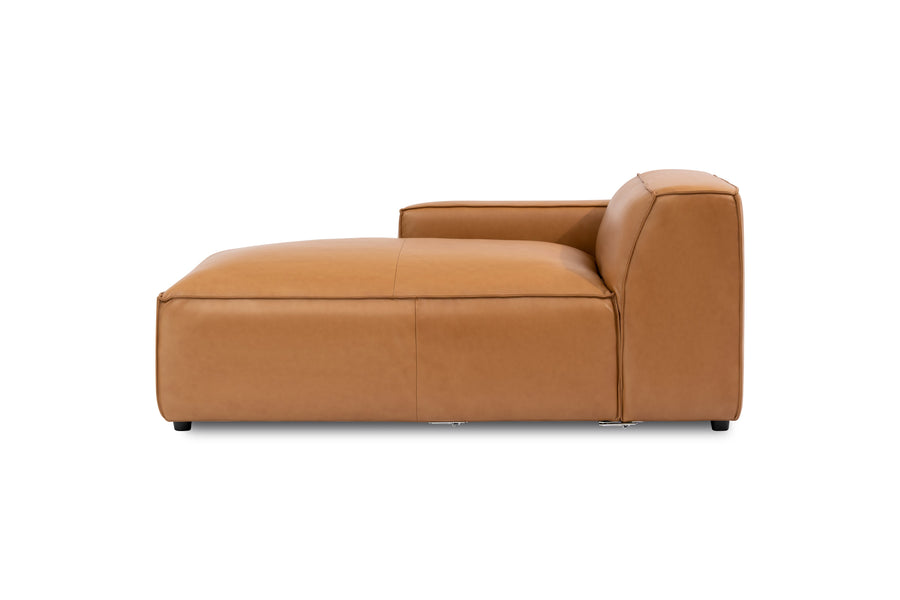 Valencia Nathan Full Aniline Leather Left-Chaise Piece, Caramel Brown