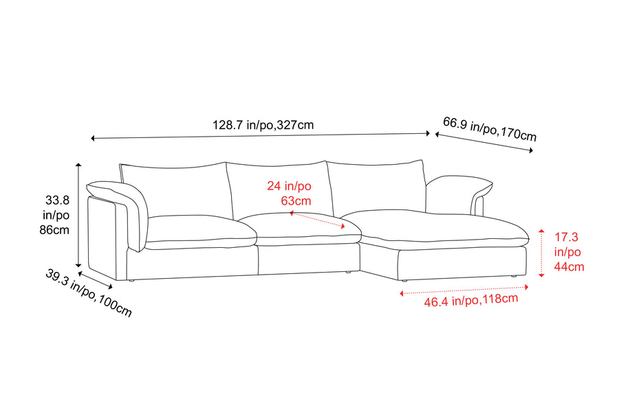 Valencia Frederick Fabric Modular Lounge, Three Seats With Right Chaise, Beige