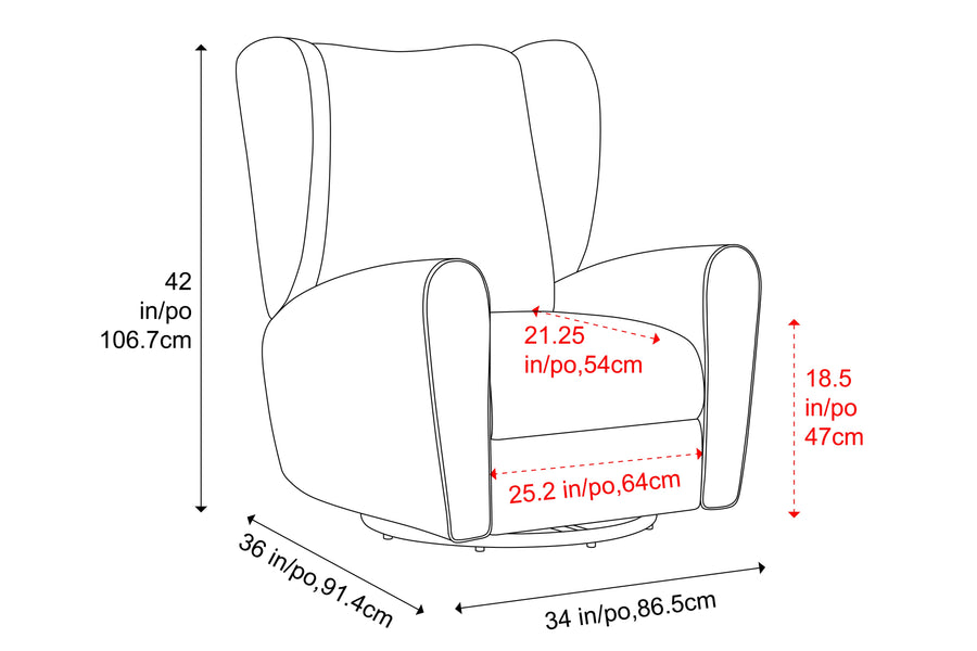 Valencia Liliana Performance Fabric Swivels Recliner Chair, Light Grey