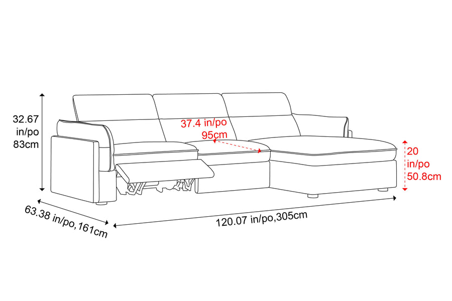 Valencia Fernanda Fabric Modular Sectional Sofa, Three Seats with Right Chaise, Beige