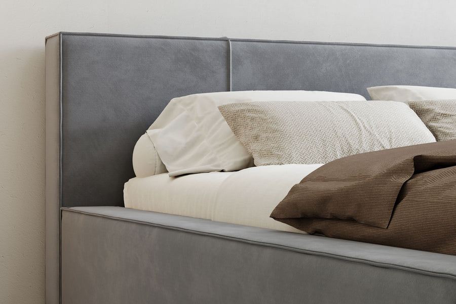 Valencia Luisa Fabric Queen Bed, Grey Color