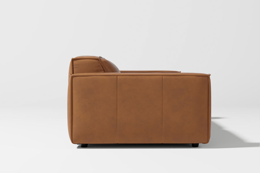 Valencia Nathan Aniline Leather Modular Sofa with Down Feather, Loveseat, Caramel Brown