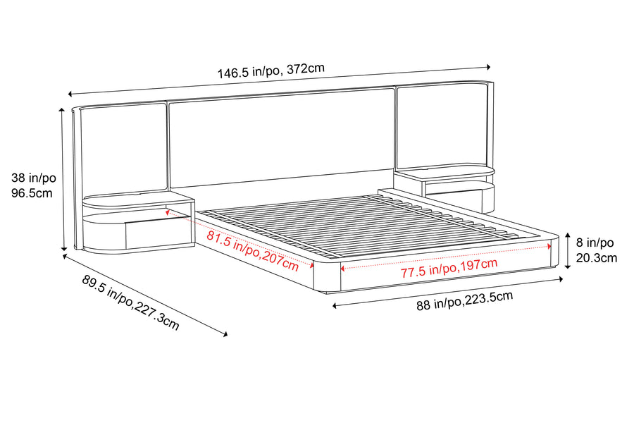 Valencia Faith Wide Headboard Wooden King Size Bed Frame, Walnut Color