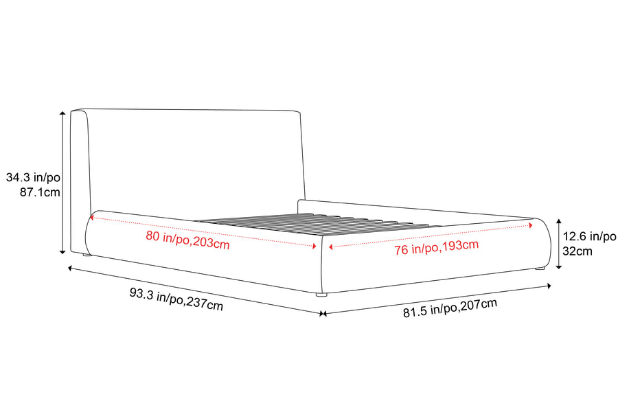 Valencia Aubrey King Size Bed Frame, Light Grey