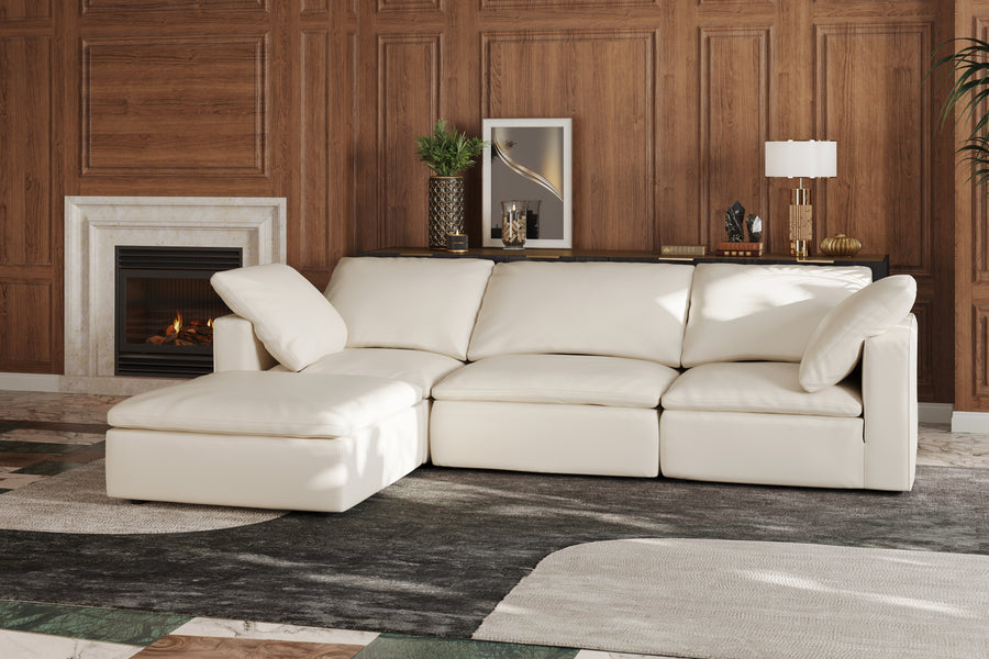 Valencia Claire Top Grain Leather Corner Piece, Beige