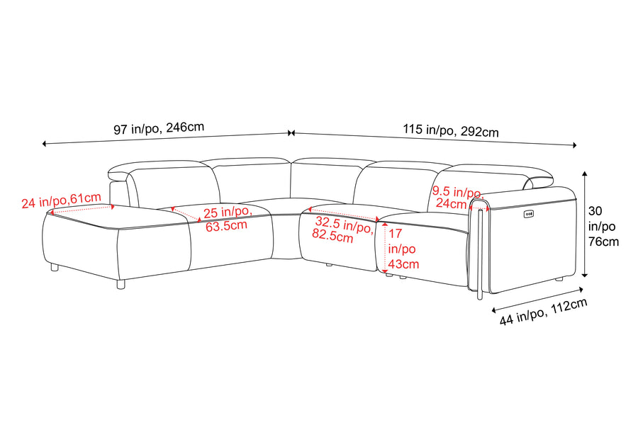 Valencia Octavia Fabric Reclining Sectional Cloud Lounge, L-Shape with Left Chaise, Light Grey