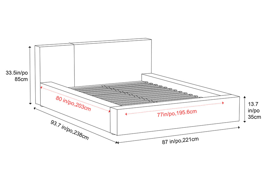 Valencia Luisa Fabric King Bed Frame, Grey Color