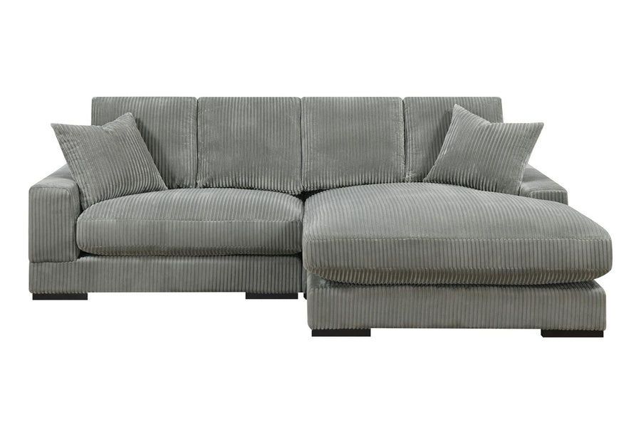 Valencia Simona Fabric Loveseat with Right Chaise Sectional Lounge, Grey