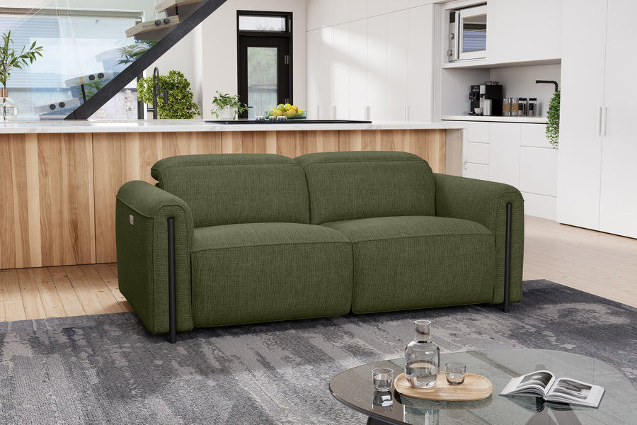 Valencia Octavia Fabric Dual Reclining Cloud Loveseat Lounge, Olive Green