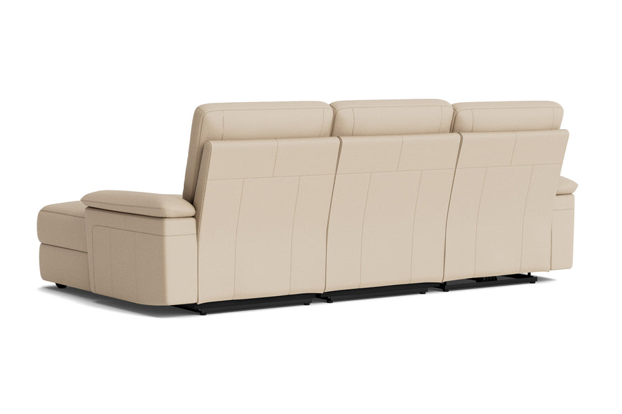 Valencia Heidi Top Grain Leather Lounge, Three Seats with Right Chaise, Cream