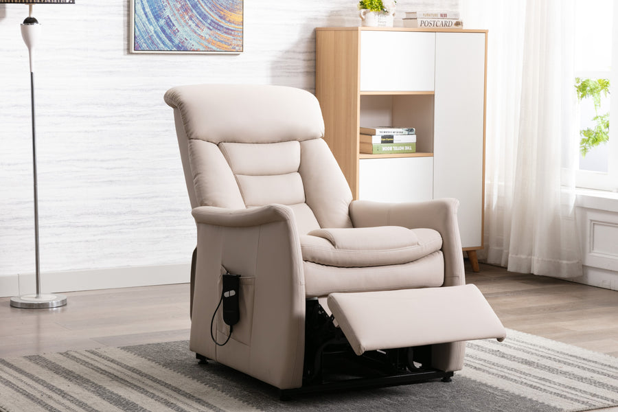 Valencia Josiah Top Grain Leather Lift Recliner Chair, Beige