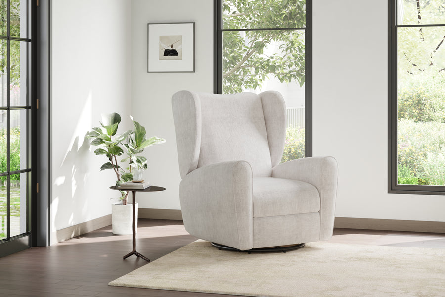 Valencia Liliana Performance Fabric Swivels Recliner Chair, Light Grey