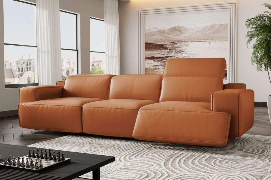 Valencia Valentina Leather Three Seats Recliner Lounge, Cognac