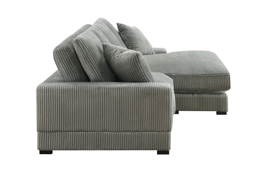 Valencia Simona Fabric Loveseat with Right Chaise Sectional Lounge, Grey