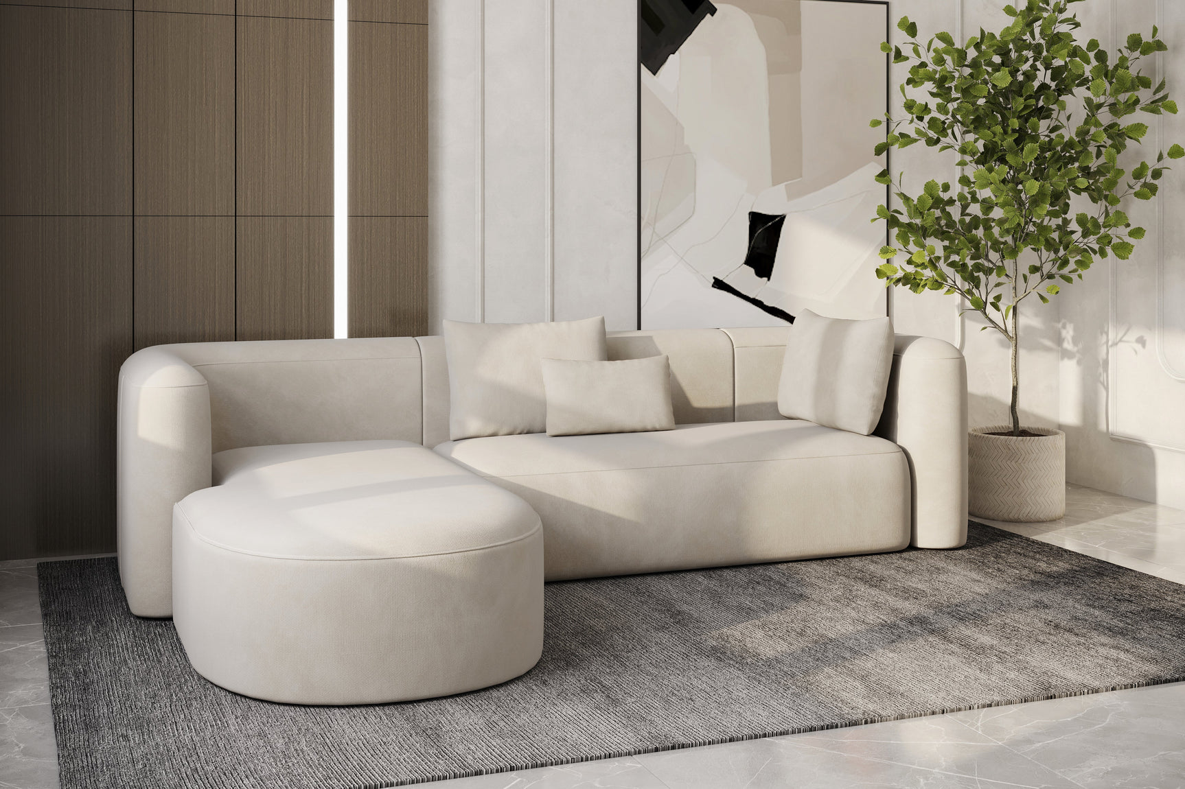Jordyn Velvet Fabric Sectional Lounge