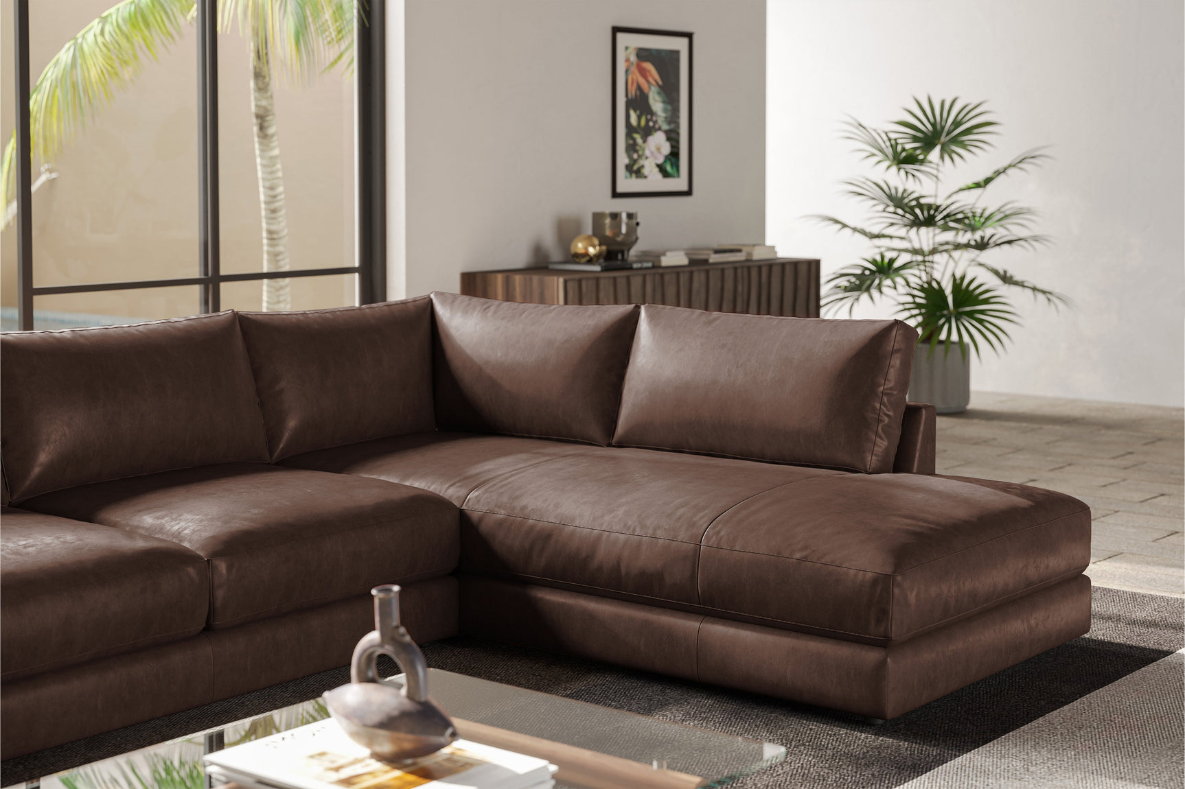 Serena Leather Sectional Lounge